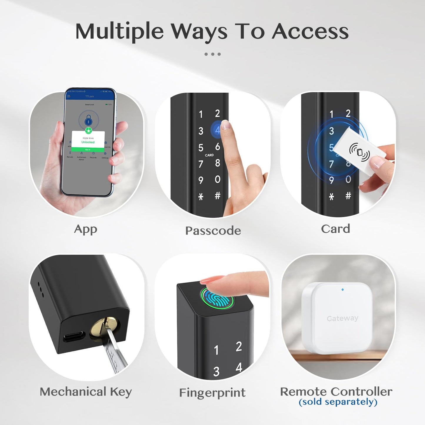 Ruveno Weatherproof Fingerprint Türschloss mit Griff | Keyless | Bluetooth | APP | Silm