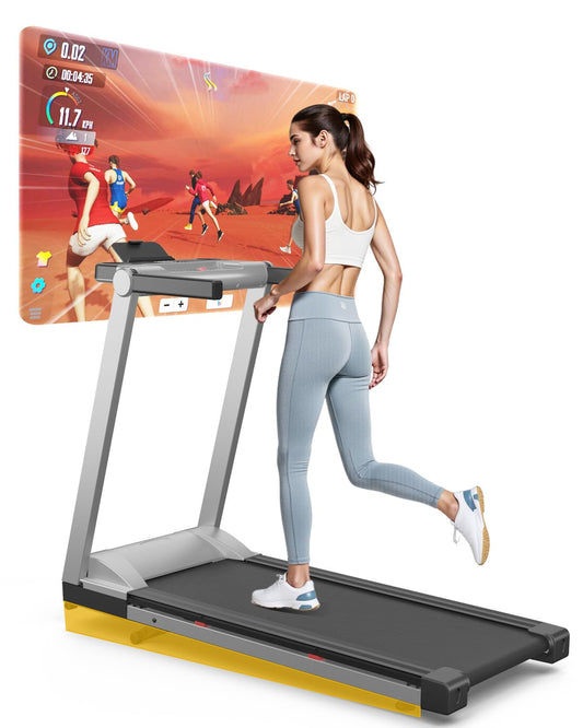 Lacuffy Treadmills for Home Foldable 112x42cm, 158kg Weight Capacity, 16km/h, 6% Incline Folding Treadmill for Heavy People, Raceable Foldable Treadmill with Multi-runner Race, Door to Door Delivery