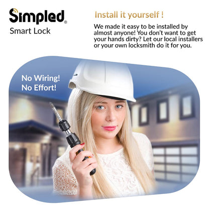 Simpled LF LeverLine Smart Lock, Fingerprint Keyless Security Entry Door Lock, Bluetooth Electronic Deadbolt, Touch Keypad, Smartphone Access (Dark)…