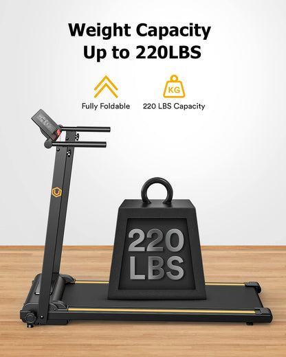 UREVO 2.25HP Treadmills for home foldable, 1-10 KM/H Compact Design Walking Pad with 12 HIIT Modes, Portable Folding treadmill for Home Office