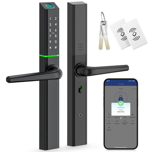 Ruveno Weatherproof Fingerprint Türschloss mit Griff | Keyless | Bluetooth | APP | Silm