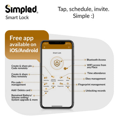 Simpled LF LeverLine Smart Lock, Fingerprint Keyless Security Entry Door Lock, Bluetooth Electronic Deadbolt, Touch Keypad, Smartphone Access (Dark)…