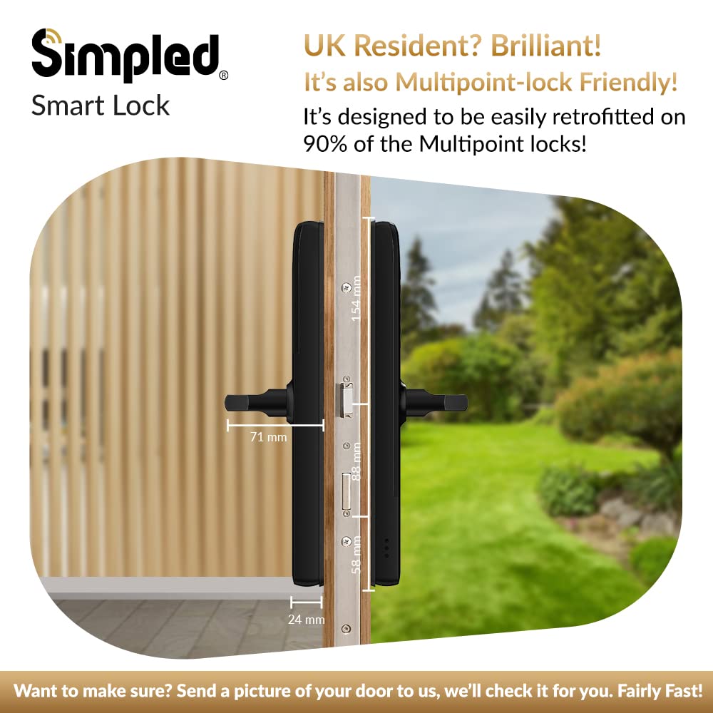 Simpled SF SlimSeries Smart Lock 7-in-1 Fingerprint | Weatherproof | Keyless | Bluetooth | Schwarz