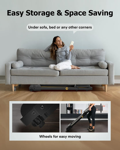 UREVO 2.25HP Treadmills for home foldable, 1-10 KM/H Compact Design Walking Pad with 12 HIIT Modes, Portable Folding treadmill for Home Office