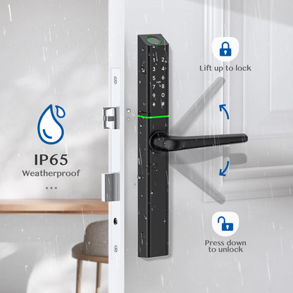 Ruveno Weatherproof Fingerprint Türschloss mit Griff | Keyless | Bluetooth | APP | Silm