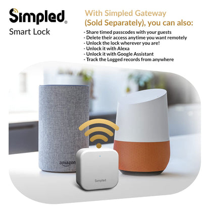 Simpled LF LeverLine Smart Lock, Fingerprint Keyless Security Entry Door Lock, Bluetooth Electronic Deadbolt, Touch Keypad, Smartphone Access (Dark)…