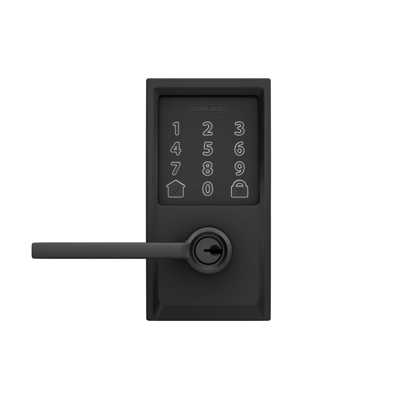 Schlage FE789WBCEN622LAT Encode Century WiFi Latitude Lever Smart Keyless Entry Touchscreen Door Lock, Matte Black