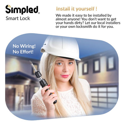 Simpled SF SlimSeries Smart Lock 7-in-1 Fingerprint | Weatherproof | Keyless | Bluetooth | Schwarz
