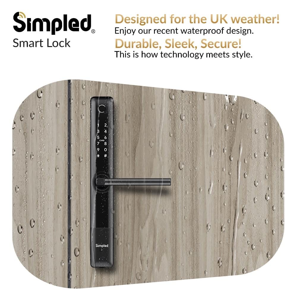 Simpled SF SlimSeries Smart Lock 7-in-1 Fingerprint | Weatherproof | Keyless | Bluetooth | Schwarz