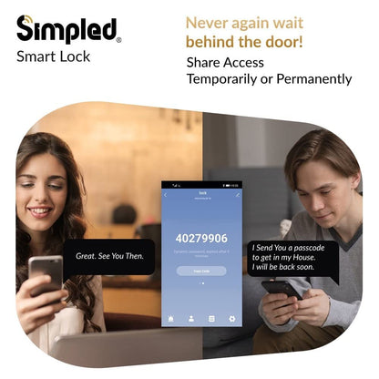 Simpled SF SlimSeries Smart Lock 7-in-1 Fingerprint | Weatherproof | Keyless | Bluetooth | Schwarz