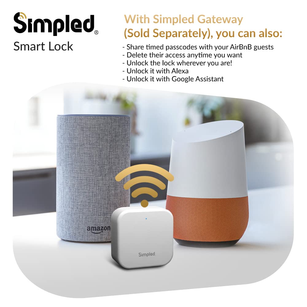 Simpled SF SlimSeries Smart Lock 7-in-1 Fingerprint | Weatherproof | Keyless | Bluetooth | Schwarz