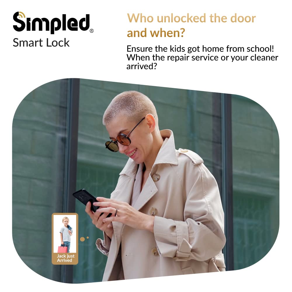 Simpled LF LeverLine Smart Lock, Fingerprint Keyless Security Entry Door Lock, Bluetooth Electronic Deadbolt, Touch Keypad, Smartphone Access (Dark)…