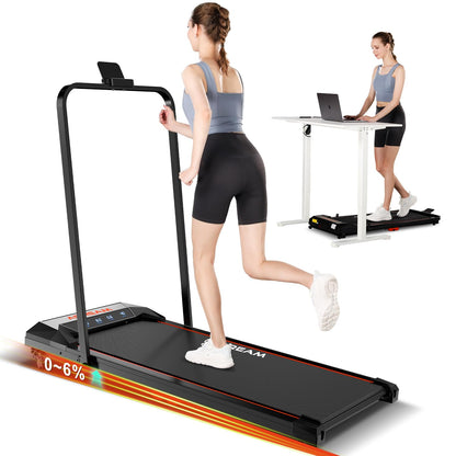 Walking Pad Treadmill with Incline, ADREAM Foldable Under Desk Treadmill, Portable Walking Running Machine with Remote Control and LED Display