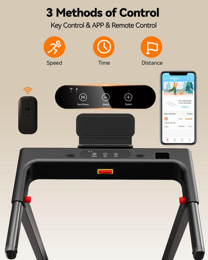 Lacuffy Treadmills for Home Foldable 100x42cm, 136kg Weight Capacity, 12km/h, 8% Incline Folding Treadmill for Heavy People, Raceable Foldable Treadmill with Multi-runner Race, Door to Door Delivery
