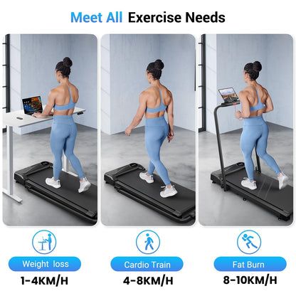 THERUN Lightweight Walking Pad for Home, 2-in-1 Portable Treadmill with 2.5HP Motor 1-10 km/h, Foldable Jogging Machine for Small Apartments, Remote Control, No Assembly Required, Easy Storage