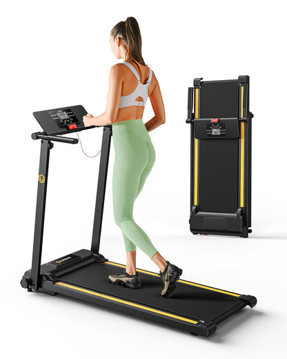 UREVO 2.25HP Treadmills for home foldable, 1-10 KM/H Compact Design Walking Pad with 12 HIIT Modes, Portable Folding treadmill for Home Office