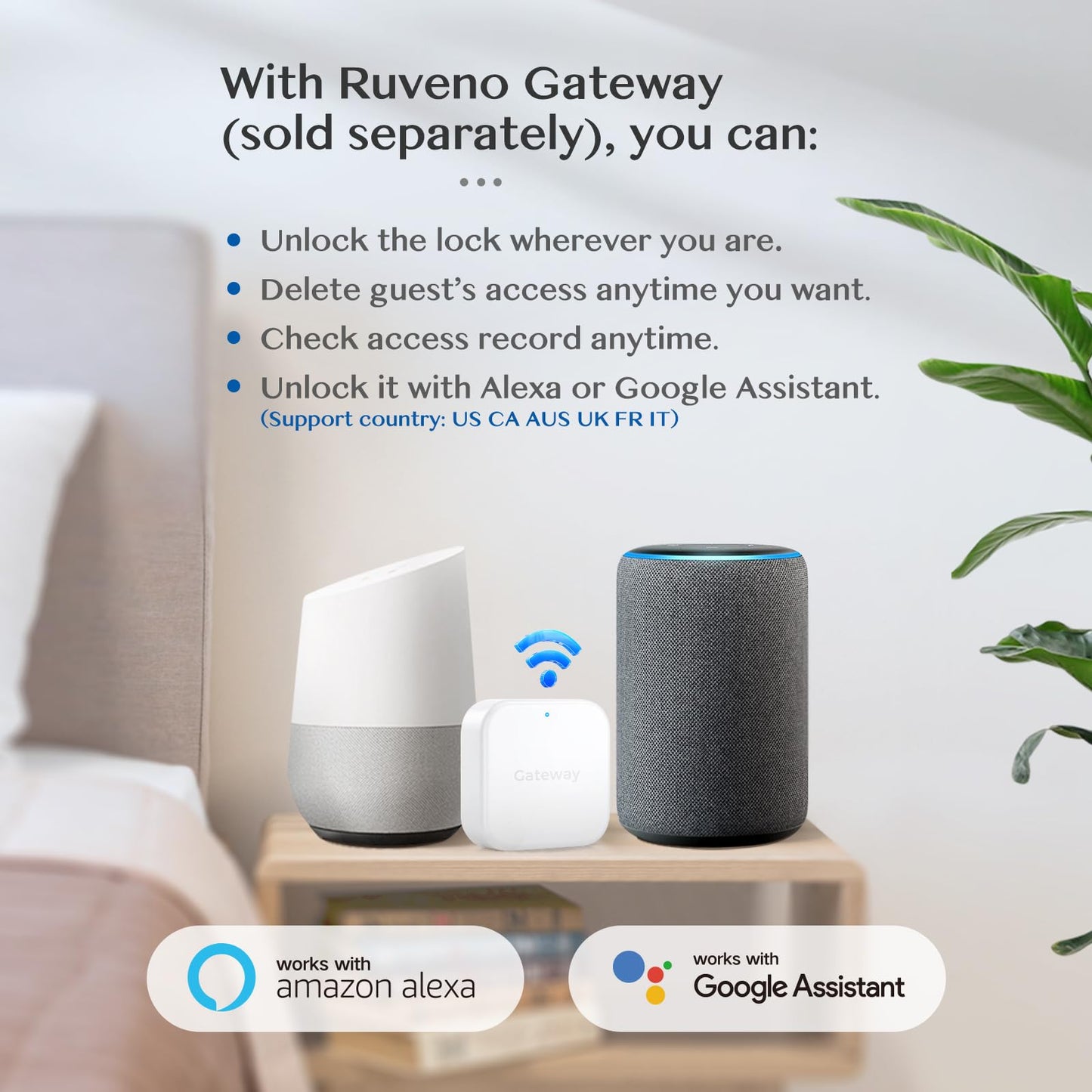 Ruveno Weatherproof Fingerprint Türschloss mit Griff | Keyless | Bluetooth | APP | Silm