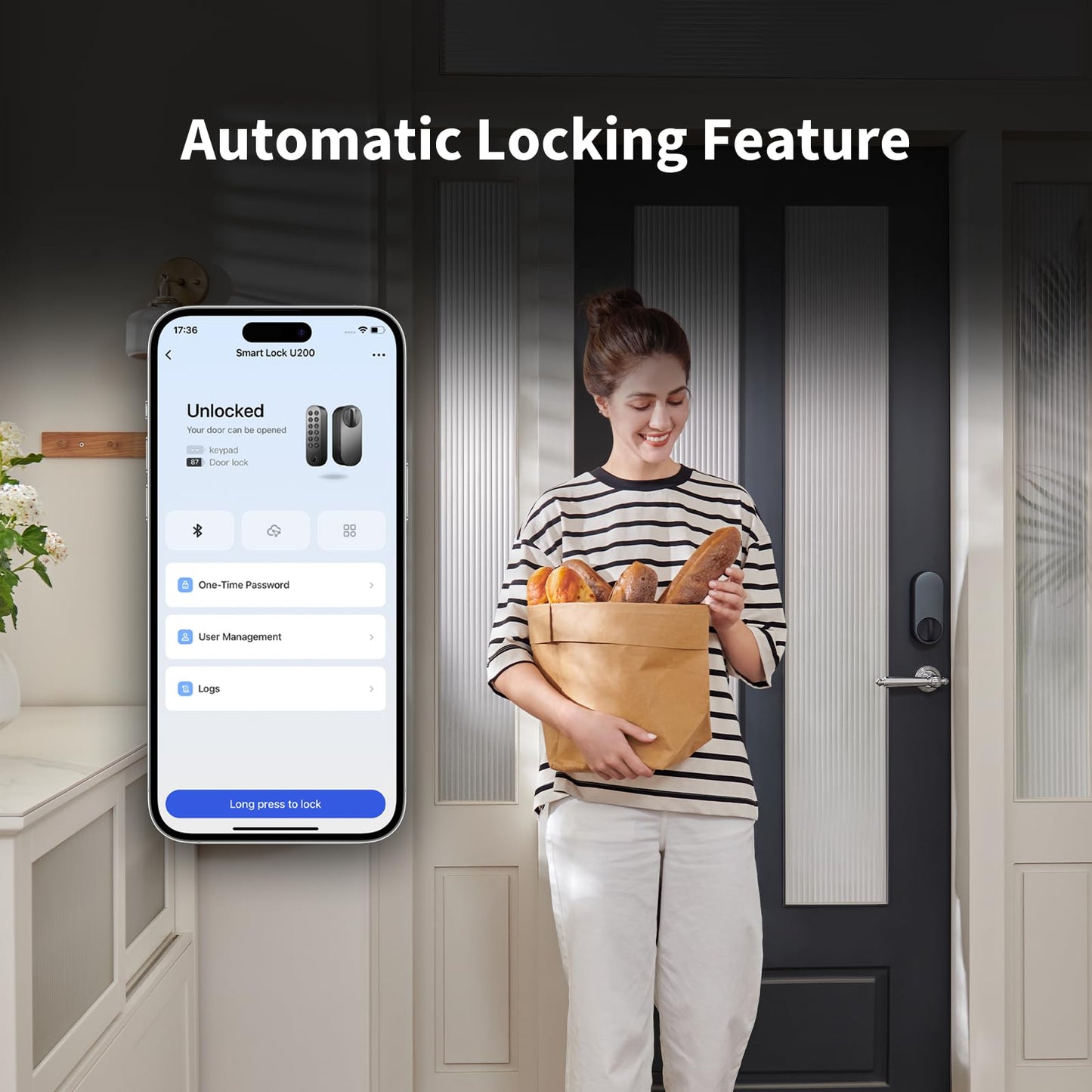 Aqara U200 Smart Lock Schwarz | Matter | Apple Home Key | Fingerprint | Google Home | Alexa