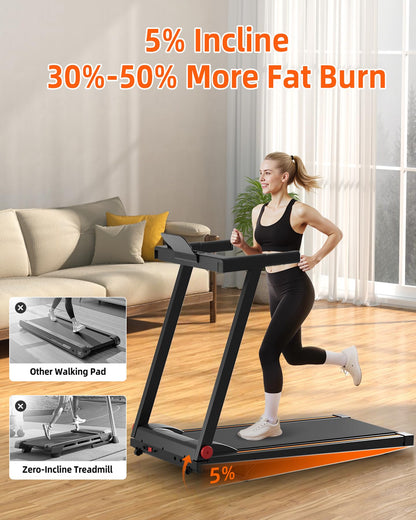 Superun Treadmills for Home Foldable With 5% Incline, 16km/h, 112 * 42cm, 158KG Capacity Folding Treadmill, 2573W Motor Running Machines for Home with APP Control, Door to Door Delivery