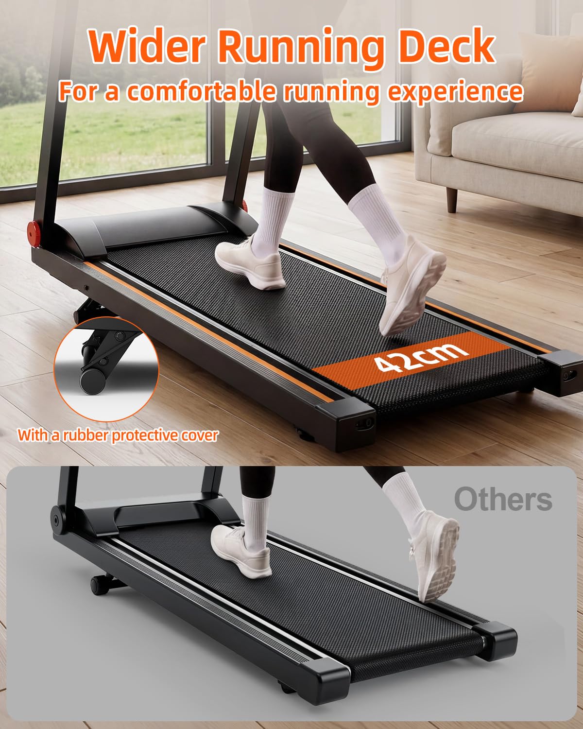 Superun Treadmills for Home Foldable With 5% Incline, 16km/h, 112 * 42cm, 158KG Capacity Folding Treadmill, 2573W Motor Running Machines for Home with APP Control, Door to Door Delivery