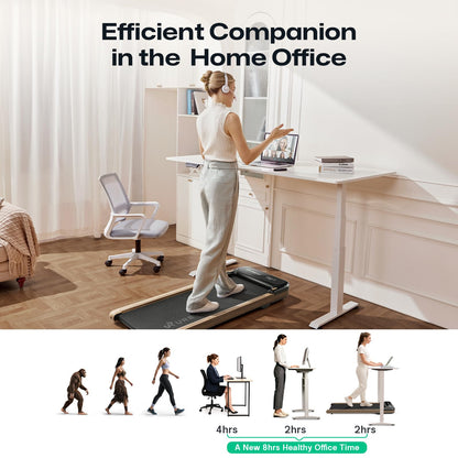 UREVO Wooden Walking Pad with SmartCoach APP, Under Desk Treadmill for Office, Portable Treadmills for Home, Walking Jogging Machine 1-6 km/h with Remote Control, Classic Wooden Aesthetic