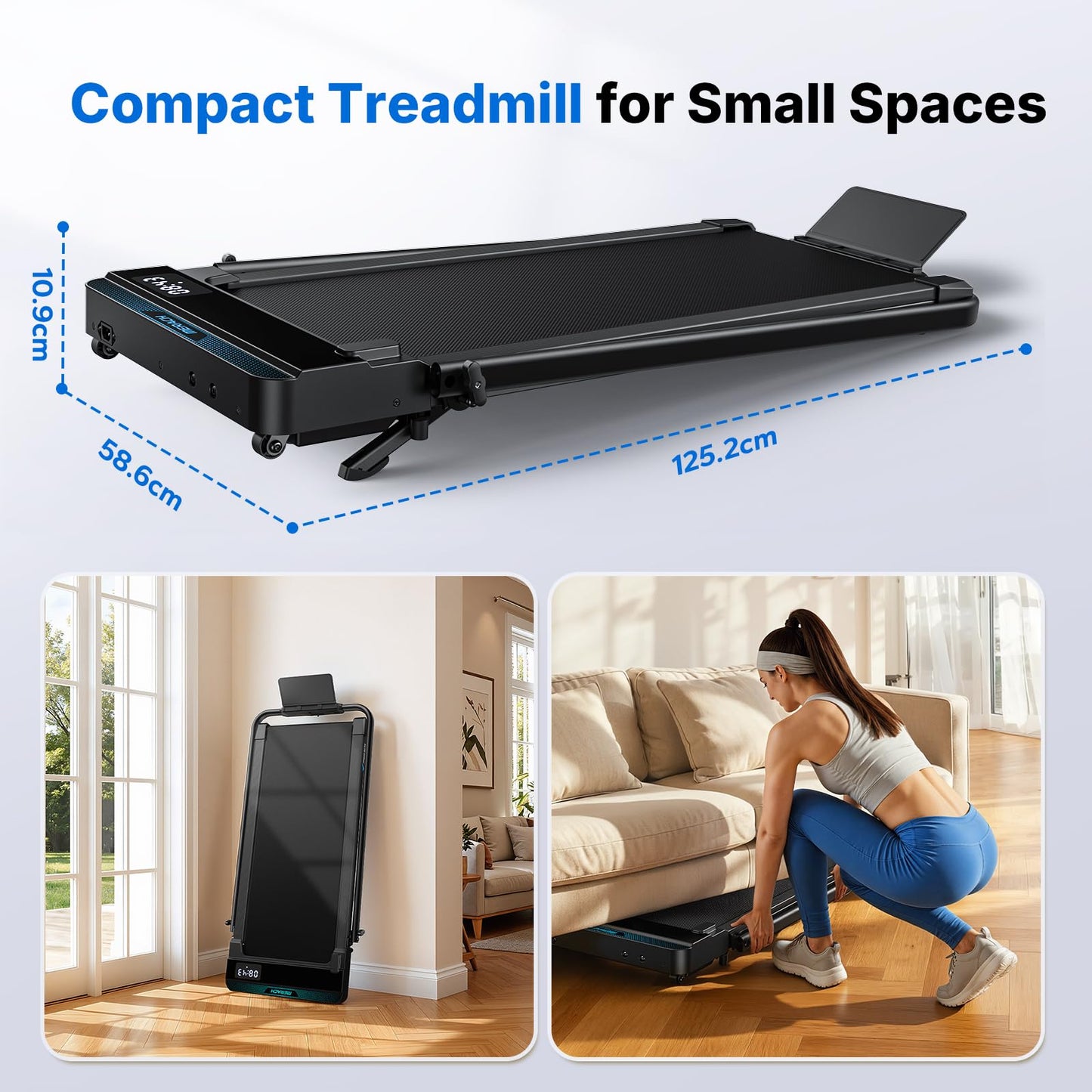 MERACH Walking Pad Treadmill with 6% Incline, 2-in-1 Foldable Treadmill for Home with Handrails, 3.0HP Motor, Max Speed 12km/h, LED Display & Smart APP, 300 LBS Weight Capacity, Space-Saving Design