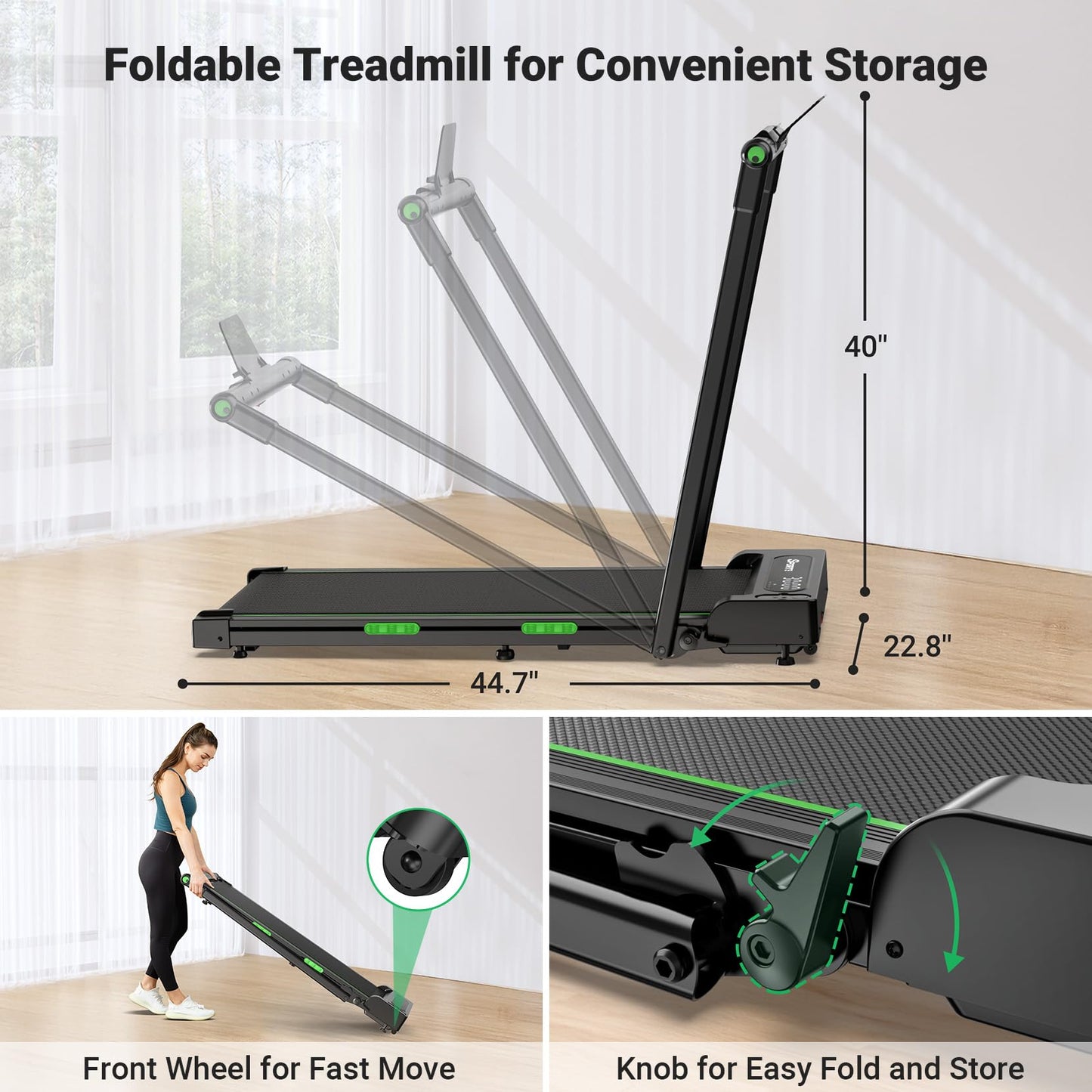 THERUN 2-in-1 Walking Pad Treadmill for Home Office, 2.5HP Quiet Motor, 1-12km/h, 98x42cm Wide Running Belt, Dual Shock Absorption, LED Display, Remote Control, Foldable Compact Walking Treadmill