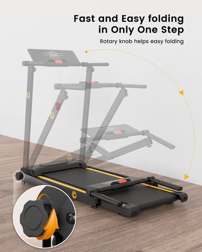 UREVO 2.25HP Treadmills for home foldable, 1-10 KM/H Compact Design Walking Pad with 12 HIIT Modes, Portable Folding treadmill for Home Office