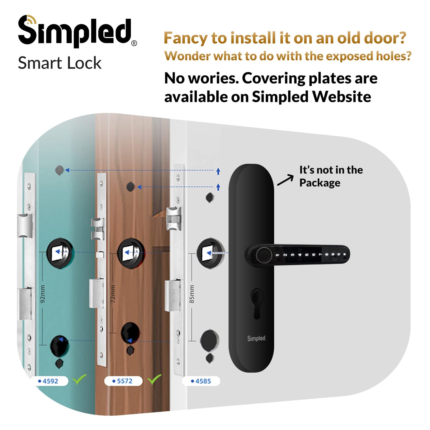Simpled LF LeverLine Smart Lock, Fingerprint Keyless Security Entry Door Lock, Bluetooth Electronic Deadbolt, Touch Keypad, Smartphone Access (Dark)…