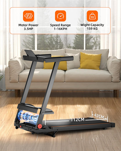 Superun Treadmills for Home Foldable With 5% Incline, 16km/h, 112 * 42cm, 158KG Capacity Folding Treadmill, 2573W Motor Running Machines for Home with APP Control, Door to Door Delivery