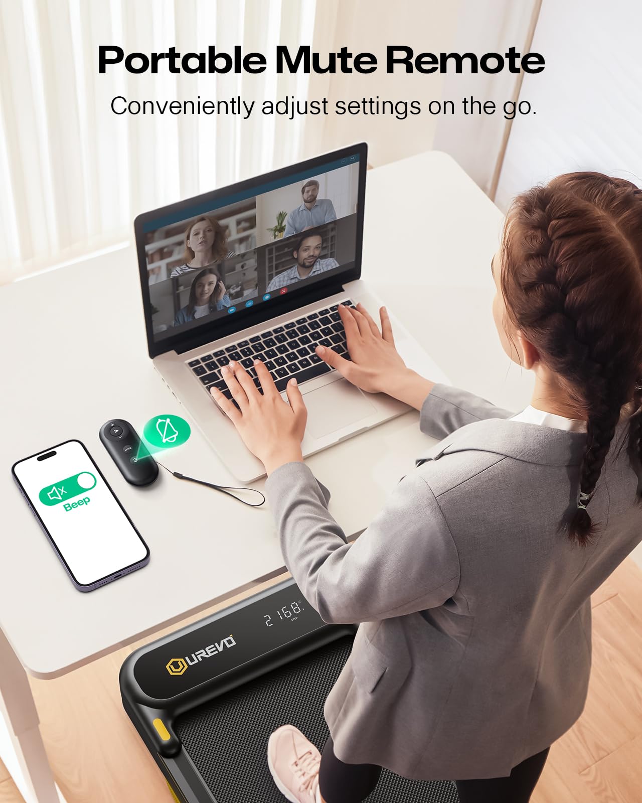 UREVO Home Treadmill with APP, 3 in 1 Folding Walking Pad with Dual Shock Absorption, ‎1-10km/h, Foldable Electric Treadmill with Remote Control and LED for Home/Office (Fonce)