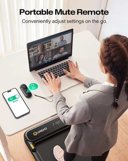 UREVO Home Treadmill with APP, 3 in 1 Folding Walking Pad with Dual Shock Absorption, ‎1-10km/h, Foldable Electric Treadmill with Remote Control and LED for Home/Office (Fonce)