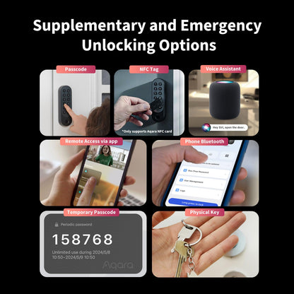 Aqara U200 Smart Lock Schwarz | Matter | Apple Home Key | Fingerprint | Google Home | Alexa