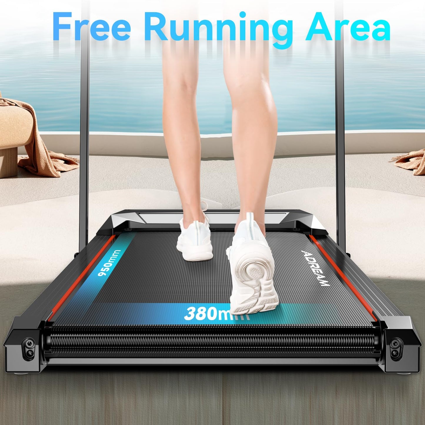Walking Pad Treadmill with Incline, ADREAM Foldable Under Desk Treadmill, Portable Walking Running Machine with Remote Control and LED Display