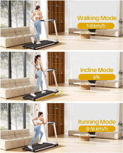 Lacuffy Treadmills for Home Foldable 112x42cm, 158kg Weight Capacity, 16km/h, 6% Incline Folding Treadmill for Heavy People, Raceable Foldable Treadmill with Multi-runner Race, Door to Door Delivery