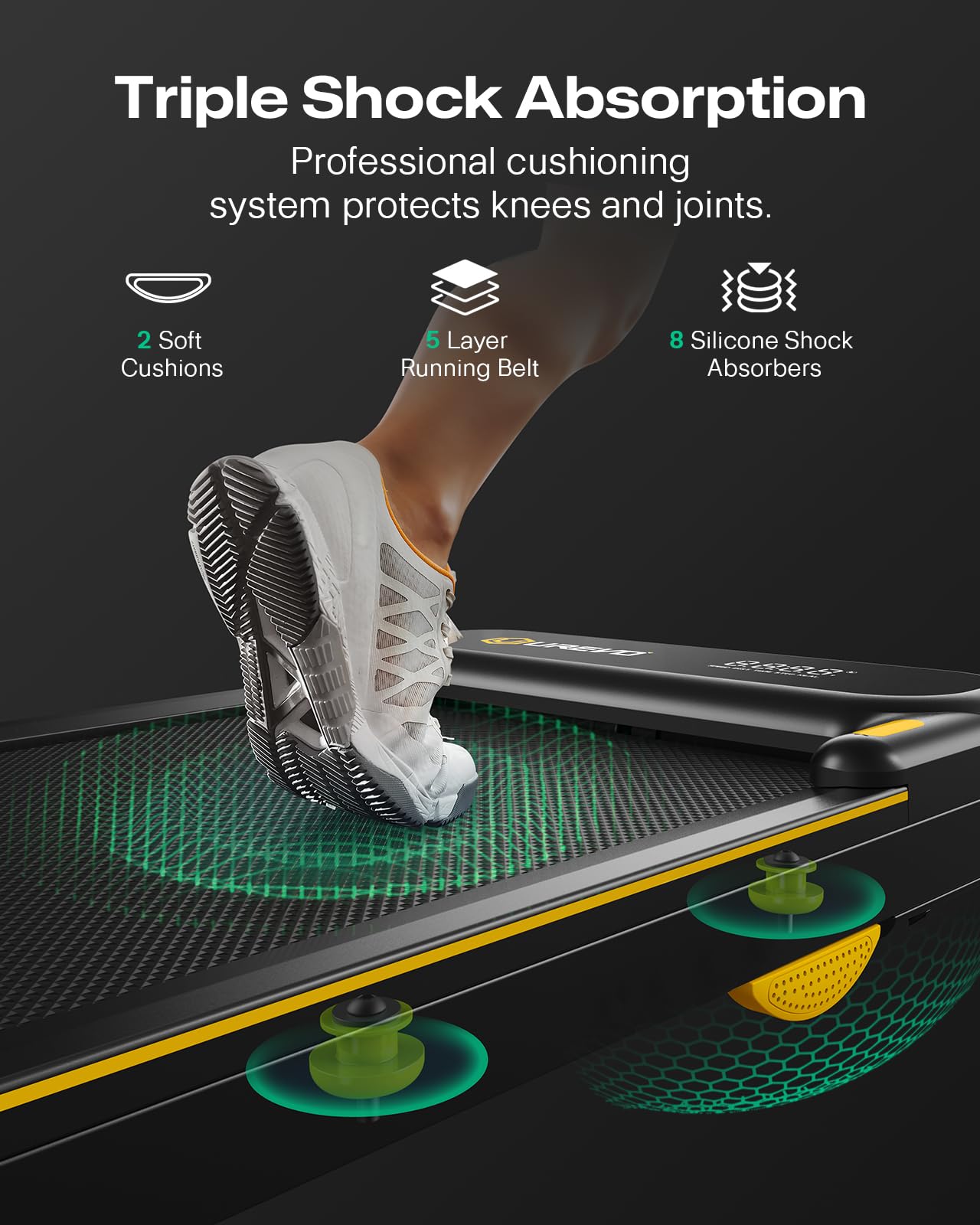 UREVO Home Treadmill with APP, 3 in 1 Folding Walking Pad with Dual Shock Absorption, ‎1-10km/h, Foldable Electric Treadmill with Remote Control and LED for Home/Office (Fonce)
