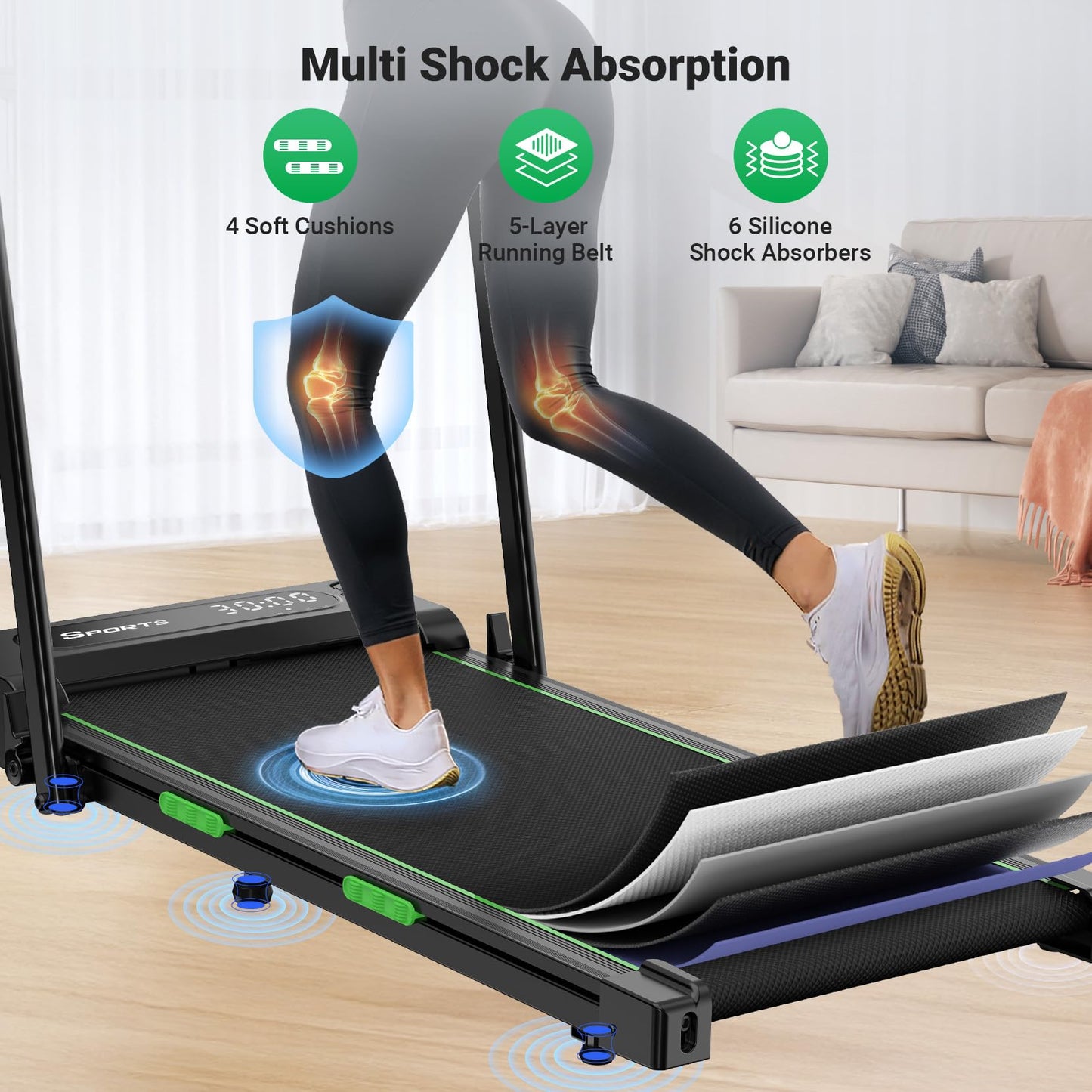 THERUN 2-in-1 Walking Pad Treadmill for Home Office, 2.5HP Quiet Motor, 1-12km/h, 98x42cm Wide Running Belt, Dual Shock Absorption, LED Display, Remote Control, Foldable Compact Walking Treadmill