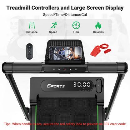 THERUN 2-in-1 Walking Pad Treadmill for Home Office, 2.5HP Quiet Motor, 1-12km/h, 98x42cm Wide Running Belt, Dual Shock Absorption, LED Display, Remote Control, Foldable Compact Walking Treadmill