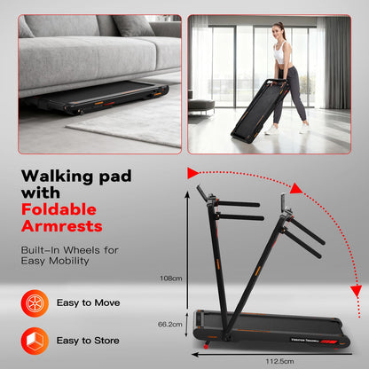 Sperax 4‑in‑1 Foldable Vibration Walking Pad, 2.5HP Home Treadmill, 12 km/h Max Speed, 6% Incline, LED Display, App & Remote Control Compatible