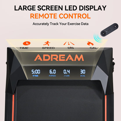 Walking Pad Treadmill with Incline, ADREAM Foldable Under Desk Treadmill, Portable Walking Running Machine with Remote Control and LED Display