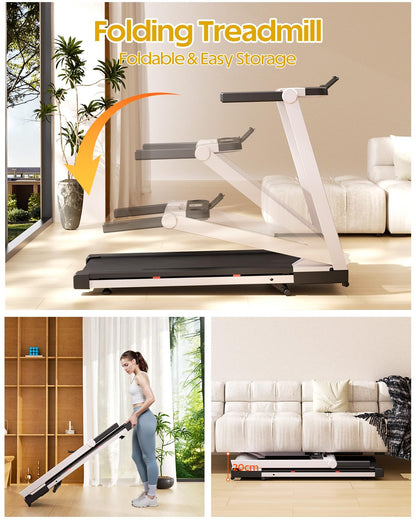 Lacuffy Treadmills for Home Foldable 112x42cm, 158kg Weight Capacity, 16km/h, 6% Incline Folding Treadmill for Heavy People, Raceable Foldable Treadmill with Multi-runner Race, Door to Door Delivery