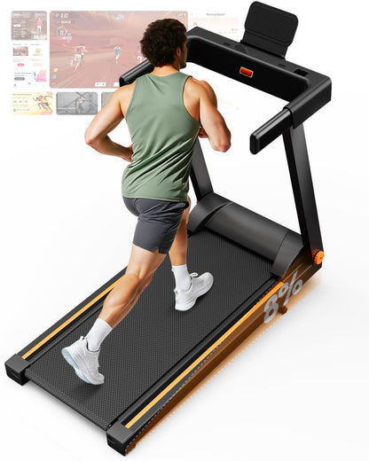 Lacuffy Treadmills for Home Foldable 112x42cm, 159kg Weight Capacity, 16km/h, 8% Incline Folding Treadmill for Heavy People, Raceable Foldable Treadmill with Multi-runner Race, Door to Door Delivery