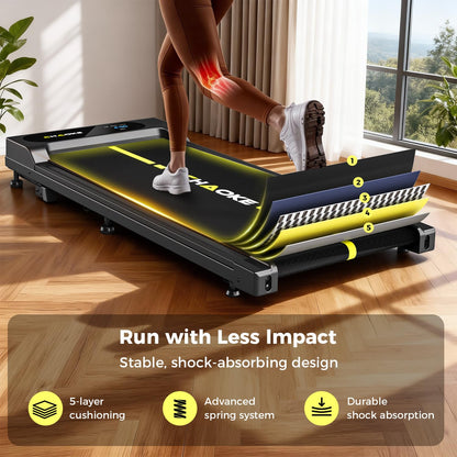 CHAOKE Walking Pad with 9% Incline - Under Desk Treadmill with App, 2.7HP 1-10KM/H Running Machine Built-in Speaker One-Piece Molded, 330 lbs Capacity, Jogging Machine for Home Office