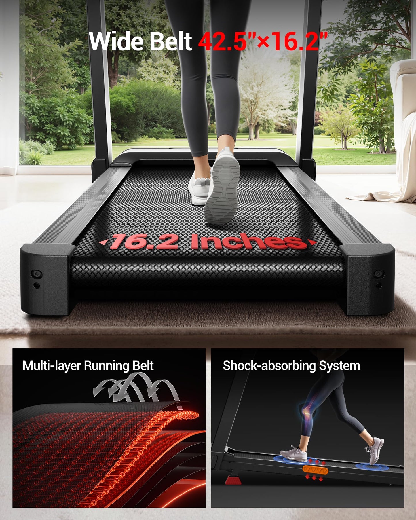 CURSOR FITNESS Foldable Treadmill for Home with 20% Incline, 14KM/H Folding Treadmills with Handles, Portable Indoor Running Machine with 180KG Weight Capacity, Large Running Belt and LED Touch Screen