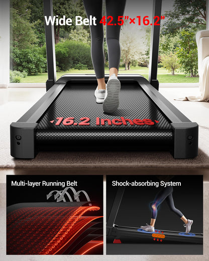 CURSOR FITNESS Foldable Treadmill for Home with 20% Incline, 14KM/H Folding Treadmills with Handles, Portable Indoor Running Machine with 180KG Weight Capacity, Large Running Belt and LED Touch Screen