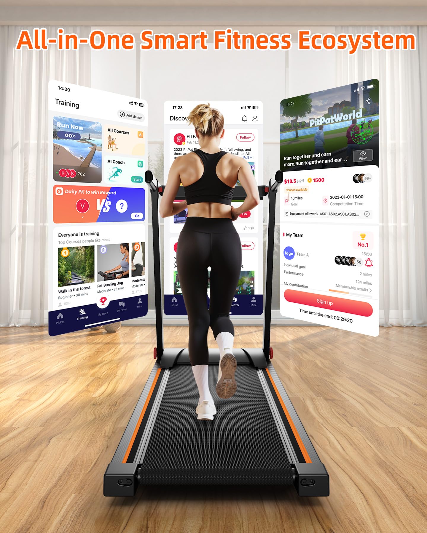 Superun Treadmills for Home Foldable With 5% Incline, 16km/h, 112 * 42cm, 158KG Capacity Folding Treadmill, 2573W Motor Running Machines for Home with APP Control, Door to Door Delivery
