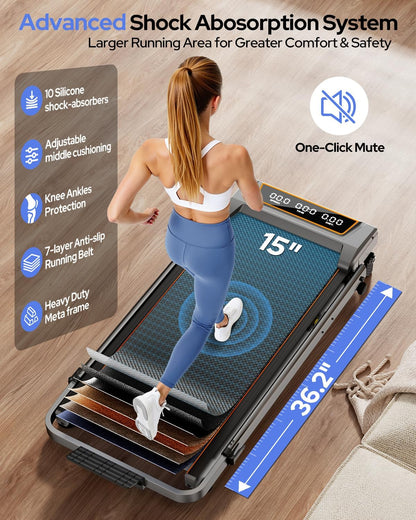Treadmill Walking Pad with 12% Incline & Height Adjustable Handle Bar, Trisomy 4 in 1 Walking Pad with Handle Bar, 350LBS Foldable Walking Pad Treadmill with Incline for Home, 3.5HP Small Treadmills