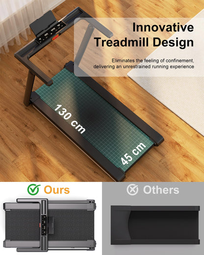 Lacuffy Foldable Treadmill with 12% Auto Incline, 181KG Capacity Treadmills for Heavy People, 18KM/H Running Machine for Home, APP Control with AI Coach, 4 Massage Modes