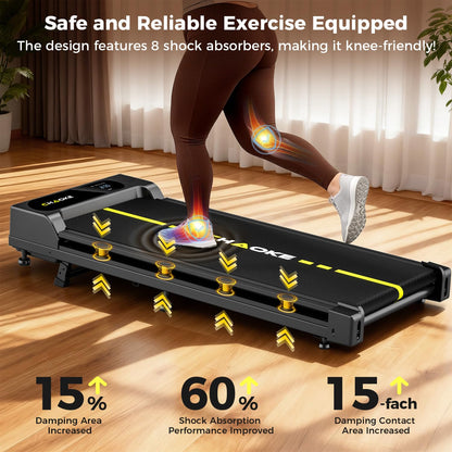 CHAOKE Walking Pad with 9% Incline - Under Desk Treadmill with App, 2.7HP 1-10KM/H Running Machine Built-in Speaker One-Piece Molded, 330 lbs Capacity, Jogging Machine for Home Office