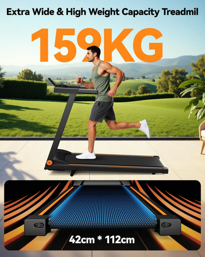 Lacuffy Treadmills for Home Foldable 112x42cm, 159kg Weight Capacity, 16km/h, 8% Incline Folding Treadmill for Heavy People, Raceable Foldable Treadmill with Multi-runner Race, Door to Door Delivery
